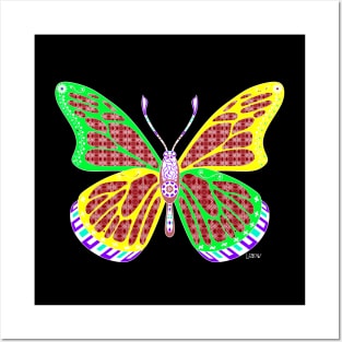 ballet with butterfly wings ecopop in totonac mandala patterns art Posters and Art